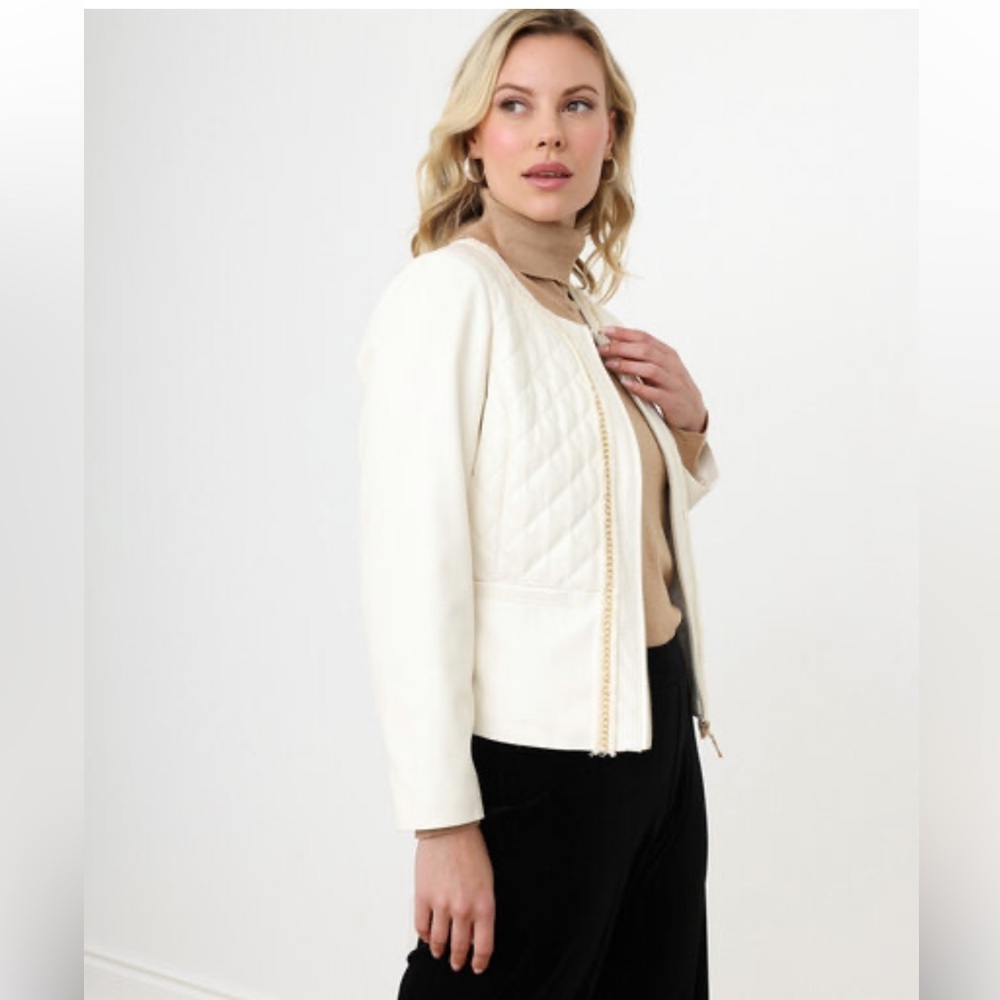 Cleo NWT  Quilted Vegan Leather French Jacket size MP. - Picture 4 of 12